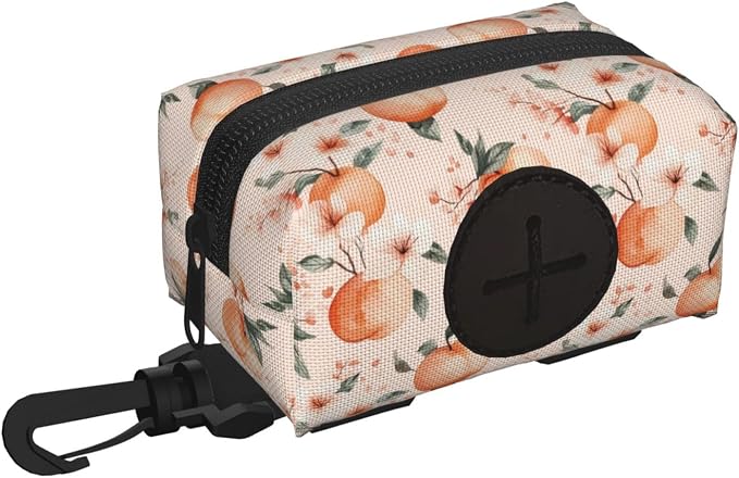 Pinkl Peach Flower Pet Waste Bag Dispenser 0.2L | Portable Dog Poop Holder Waste Bag With Zipper Park Doggy Walking Accessory