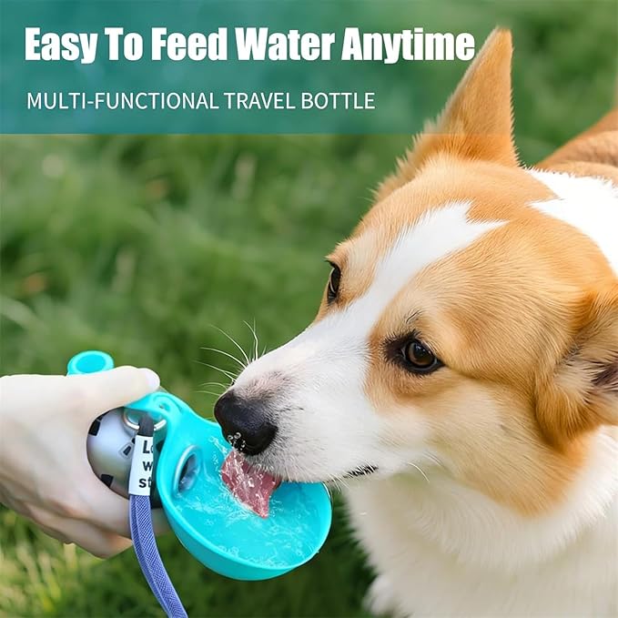Gulpup the 2-in-1 Dog Water Bottle & Bowl, Portable Dog Water Bottle & Bowl, Leak-Proof, Compact & Foldable Pet Water Bottle with Silicone Bowl, 10oz for Walking & Travel - Stainless Steel (Pink+Blue)