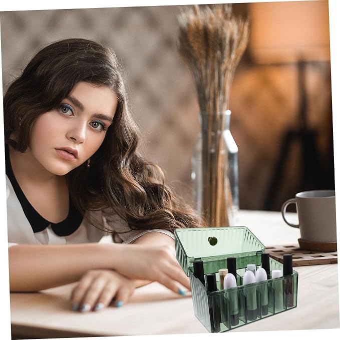 Portable Makeup Organizer Lipstick Holder Cosmetic Storage Box Pet Material Desktop Lipstick Rack