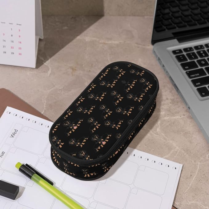 Dachshund Weiner Pet Dogs Cute Aesthetic Big Capacity Zipper Pencil Cases Pen,Portable Office Desk Organizer For Adults