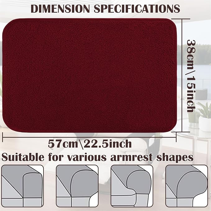 Sherpa Fleece Armrest and Headrest Covers with 2 Pockets | Soft fleece with nonslip silicone backing helps protect leather and fabric furniture from pet scratches machine washable