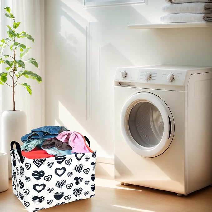 Valentine's Day Basket Gift for Empty Cute Heart Large Storage Bin for Kid and Baby Room Décor (Black Creative Love)