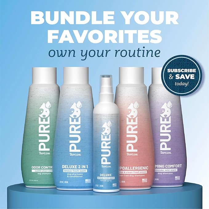 TropiClean Pure 2-in-1 Dog Shampoo and Conditioner, Reduces Tangles & Softens Coat, Fruity Fresh Scent, Made in the USA, Safe for Puppies, 20oz.