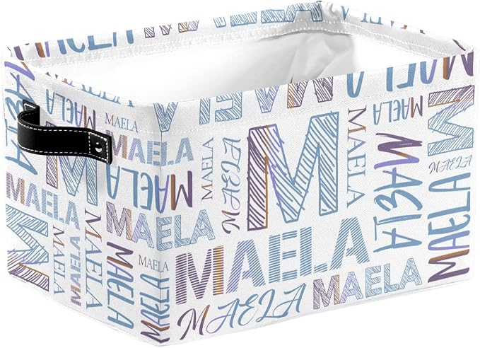 Foldable Personalized Storage Box for Boys Girls with Name Waterproof Kids Custom Storage Bin Baskets Cube Boxes Organizer with Handles for Organizing Shelf Closet, 1 Pack