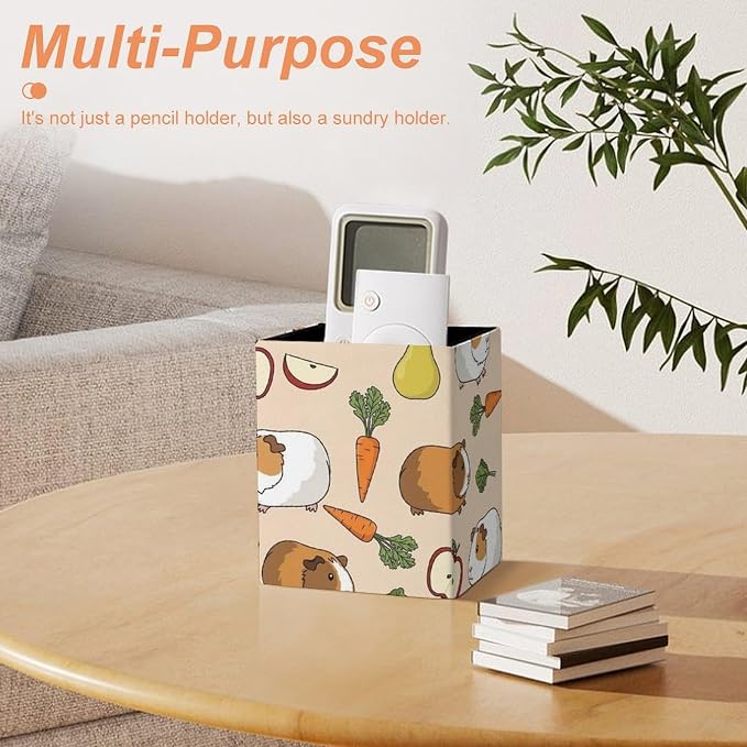 PU Leather Pencils Holder Organizer Case Vegetable Food Cute Guinea Pigs Pets Desktop Pencil Cup Holder Stationery Container Box Office Makeup Brush Organization