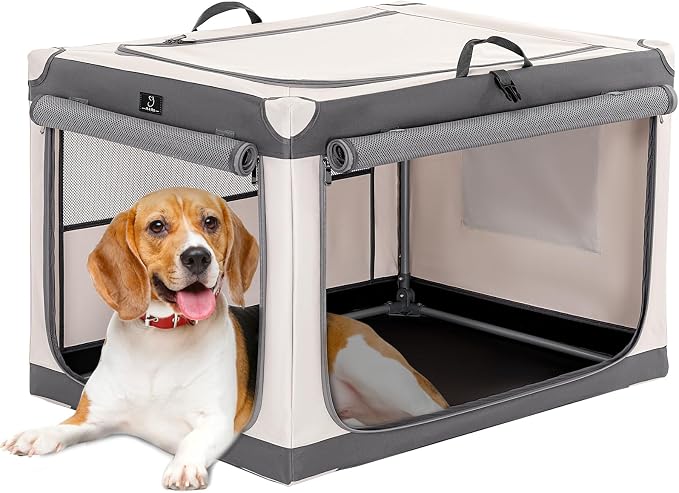 A 4 Pet 30-in Collapsible Soft Dog Crate, Medium Dogs, Travel | patented screw frame, Lockable zippers, waterproof base, washable cover,outdoor/indoor/car