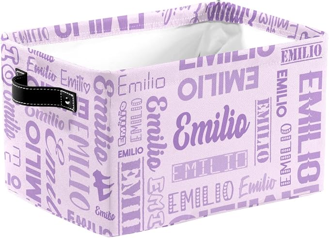 Personalized Toy Box Storage Bins for Boys Girls with Name, Kids Custom Storage Basket Cubes Organizer with Handles, Shelf Closet Storage Baskets Bin Customized Gift, 1 Pack