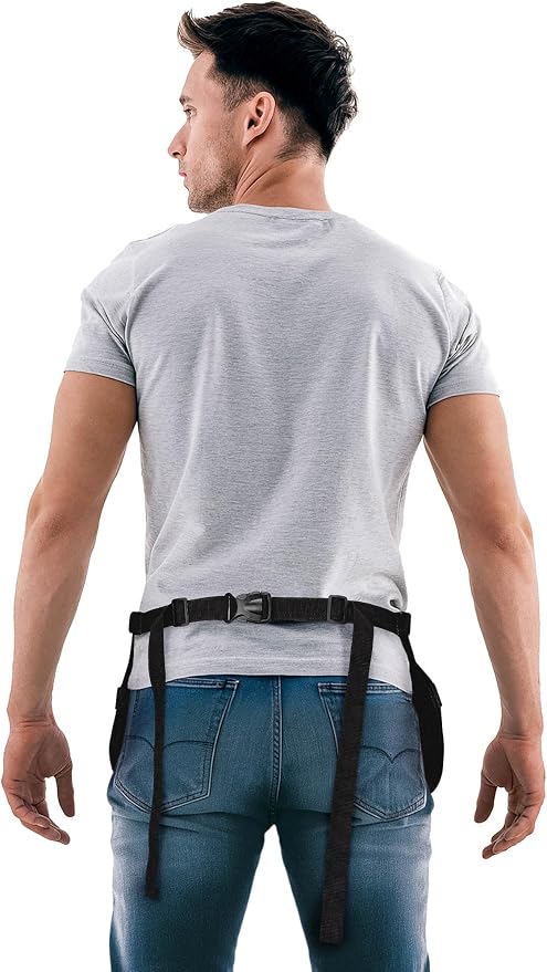 Under NY Sky Salon Waist Apron, 9 Pockets, 3 Loops, Hair Cut Belt, Black | Oxford Canvas Resists Liquids, Chemicals, Dye. Holster for Shears, Brush, Trimmer. For Hair Stylists, Makeup Artists, Barbers