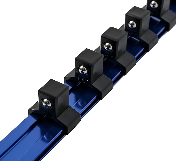 ARES 60042 1/4-In Blue Socket Rail | Part No. 60042; Store up to 16 Sockets and Keep Your Tool Box Organized