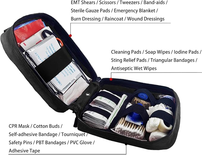 EMT Pouch MOLLE Ifak Pouch Tactical MOLLE Medical First Aid Kit Utility Pouch (With Medical Supplies)