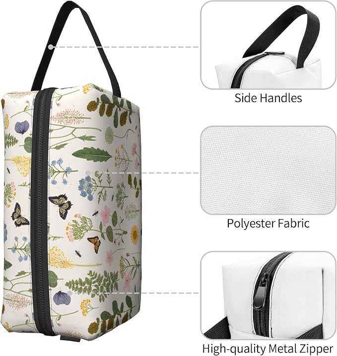Vintage Botanical Insect Makeup Bag - Durable 600D Oxford Fabric Travel Cosmetic Bag, Shockproof Foam Padded Toiletry Organizer for Gym & Daily Use 10x6.2x4.9 Inch