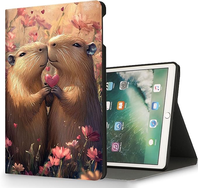 for Microsoft Surface Pro 11/10/9-13" 2024/2022 Tablet Case,Auto Wake/Sleep,Adjustable Stand Protective Cover - Capybara Couple Heart