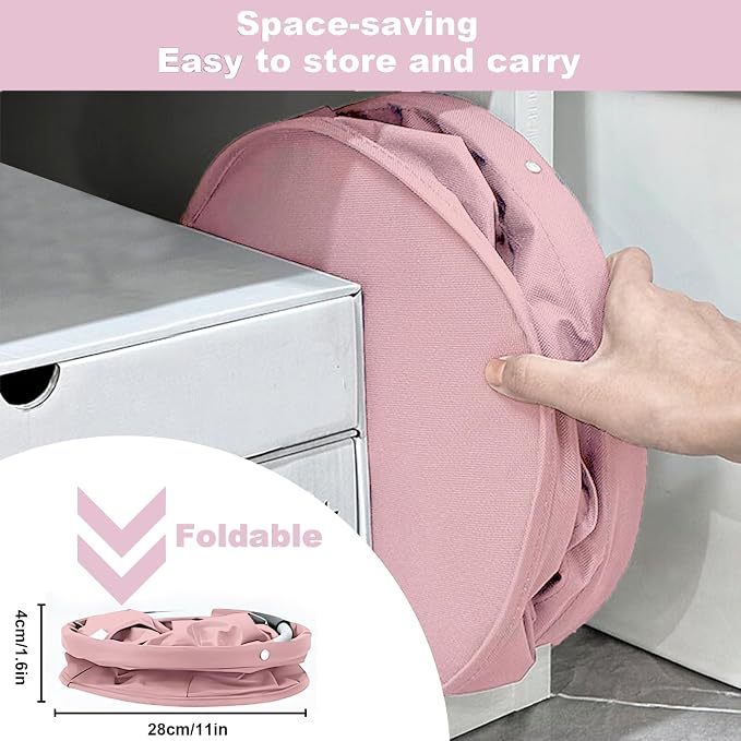 Cleaning Caddy with Handle, Cleaning Products Organiser, 17L Foldable Storage Basket, Cleaning Caddy Organiser, Portable Multi Cleaning Bucket Bag for Home, Garden (Pink)