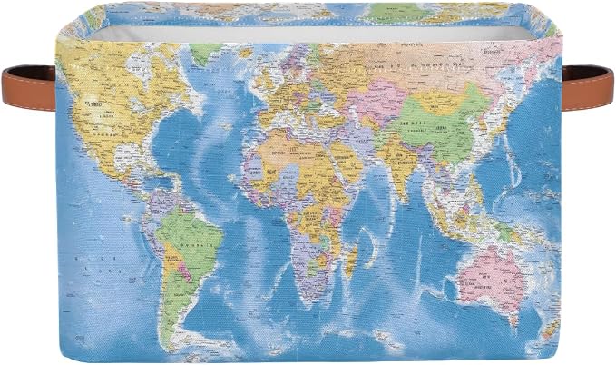 Globe World Map Storage Basket Collapsible Cloth Storage Cube Basket Bins