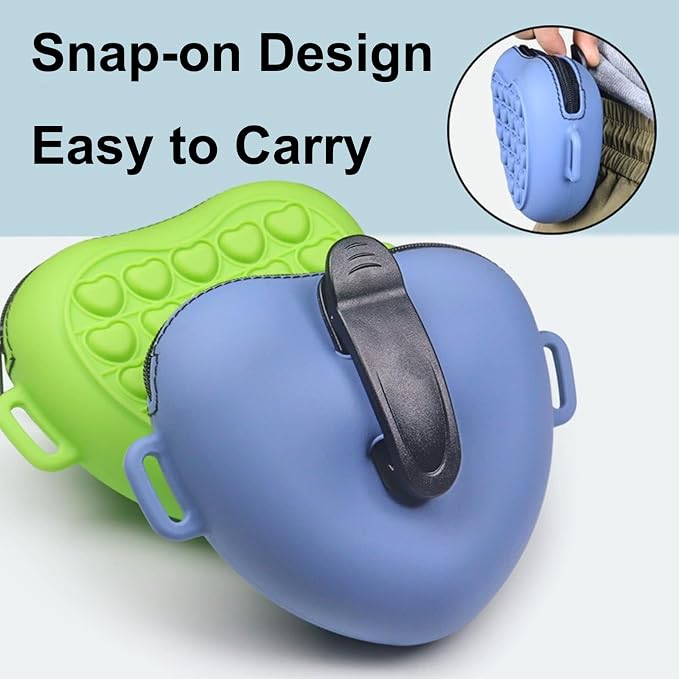 Silicone Dog Treat Pouch with Shoulder Strap and Waist Clip, Zipper Closure Closure to Avoid Spilling, Treat Pouches for Pet Training (Green)