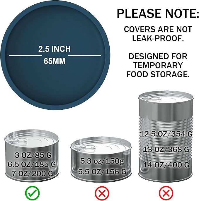 OHMO Cat Food Can Lids for 3oz Small Pet Cans, 2pcs, Dark Blue | BPA-Free Silicone Can Cover, 2.5oz, Flexible&Durable, Reusable, Secure Seal, Easy to Clean, Keep Opened Meals Fresh