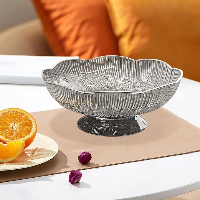 Fruit Bowl Decorative Bowl Multifunctional Modern Dish Pedestal Bowls for Kitchen Counter for Parties Dining Table Dessert, D Black