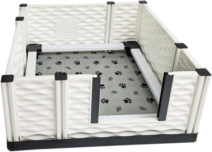 EZclassic Dog Whelping Box with Rails, Medium 38"x38"x18", Gray | Removable anti-crush rails, Machine-washable pad + canvas liner, High walls, low entry for mom, Interior 38x38x18 in