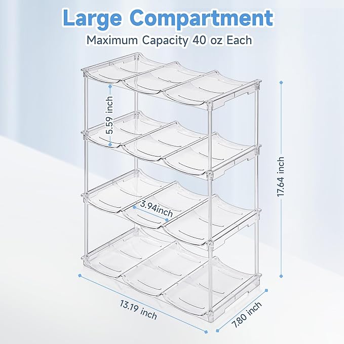 spospo Stackable Water Bottle Organizer for Stanley 40 oz Tumbler | Water Bottle Holder for Cabinet, Pantry Kitchen Organizers and Storage for Stanley Cup Accessories, Tumbler Organizer, 4 Pack