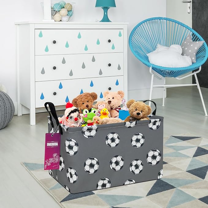 Rectangular Football Storage Basket | Gifts Bag for Toys,Books,Clothes,Gifts,Pets-Perfect for Home,Office,Nursery,Dorm,Shelf