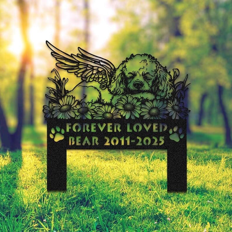 Custom Poodle Dog Memorial Stake, Pet Loss Gift, Garden Tribute | Pet Memorial Gifts for Dogs, Grave Marker, Grave Decorations for Cemetery, Dog Dad Gifts, Back Yard, Garden Decor