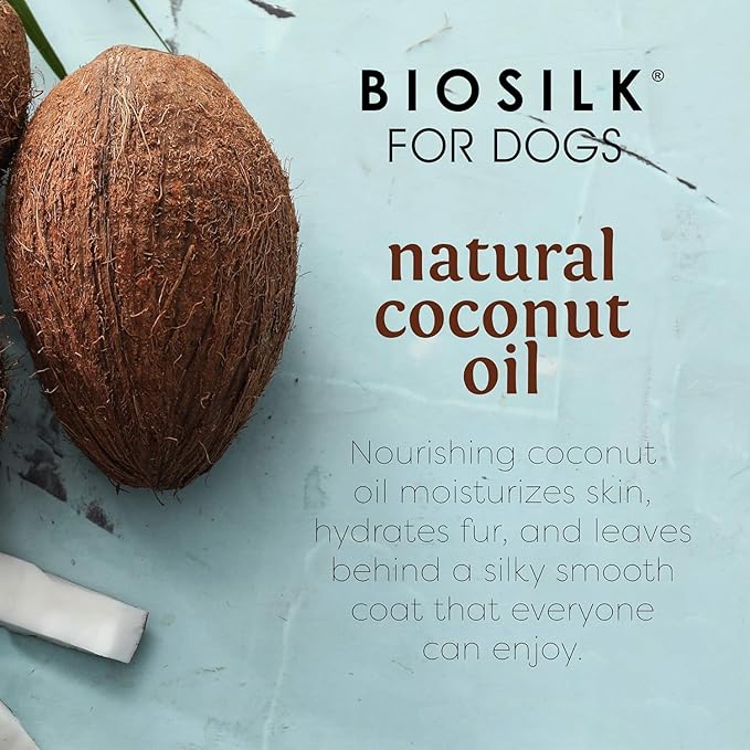 BioSilk for Dogs Silk Therapy Shampoo with Natural Coconut Oil, Moisturizing Dog Shampoo, Sulfate and Paraben Free, pH Balanced Specifically for Dogs, Made in USA, 12 Fl Oz - 2 Pack