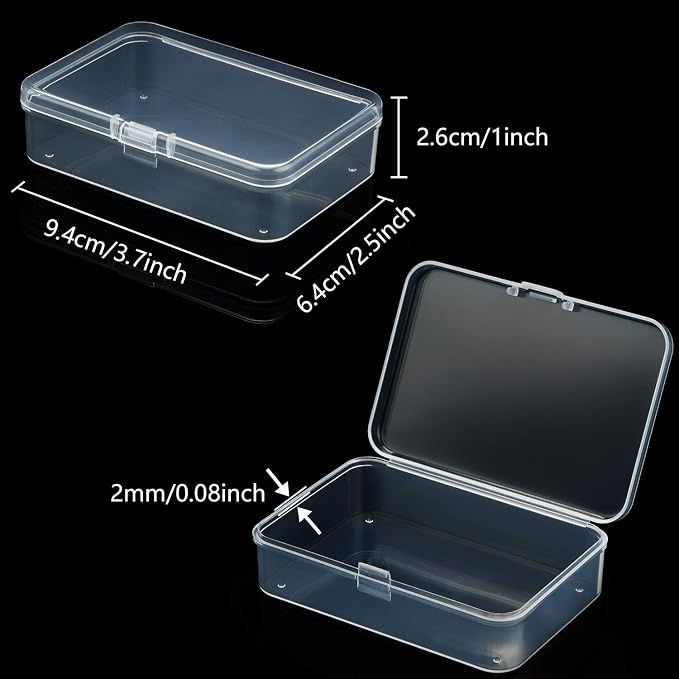 SATINIOR 24 Packs Small Clear Plastic Beads Storage Containers Box with Hinged Lid for Storage of Small Items, Crafts, Jewelry, Hardware (3.7 x 2.5 x 1 in