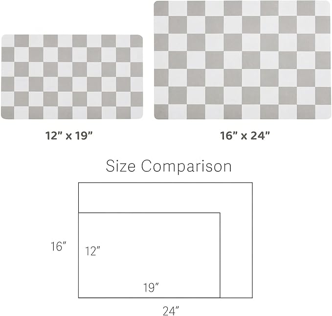 Ralxion Checkered Dog Feeding Mat, Absorbent Mats for Dog Food and Water Bowl, Dispenser, Feeder, Retro Aesthetic Grey Checkerboard Pet Placemat for Dogs, Cats, Puppy Accessories, 16" X 24”