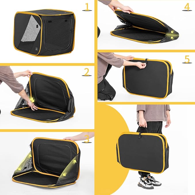 A 4 Pet 26-in Collapsible Soft Dog Crate for Car Travel | Cushion pad included, easy setup, portable, soft-sided mesh ventilation