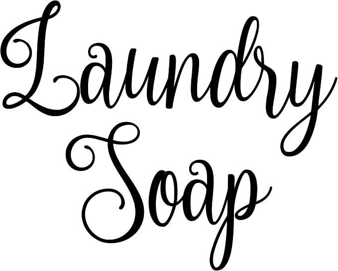 Laundry Soap 6w x 4.5h Label | Laundry Room Organization | Die Cut Vinyl Decal | Black Fancy Font (Sticker Only)