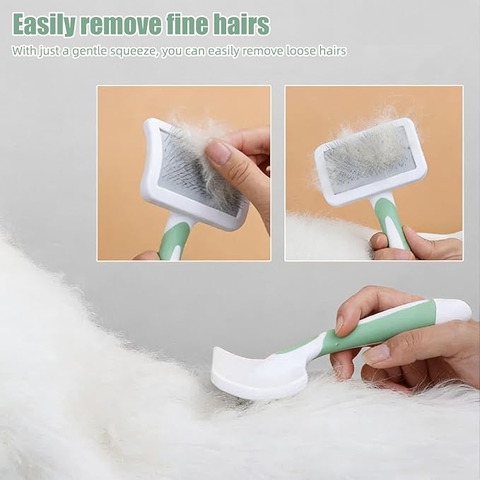 Slicker Brush for Dogs & Pet Comb,Grooming Brush for Thick,Fluffy,Shedding Fur on Dogs and Cats Soft,Gentle Pins for Grooming
