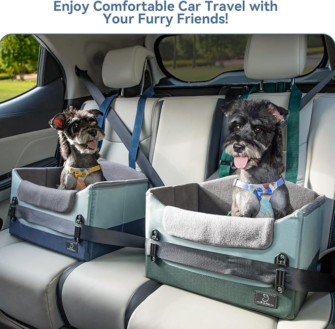 A 4 Pet Dog Car Seats for Small Dogs, Under 25 lbs, Patent Buckles | Adjustable leash, for travel/cars/SUV/pickup, pet bed for puppy & cat