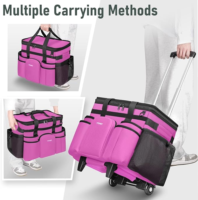Ytonet Large Cleaning Caddy with Wheels, Cleaning Supplies Organizer | Multiple Storage Pockets Caddy with Wheels, Water Resistant Rolling Tool Caddy for Home, Car, Tool Organizer, Mobile Storage
