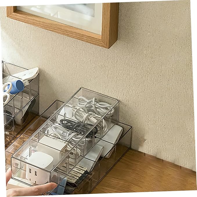 1pc Desktop Cable Organizer Box Usb Cable Storage for Home Office and Jewelry Made of Pet Material Lightweight and Portable for Tidying Cords and Items