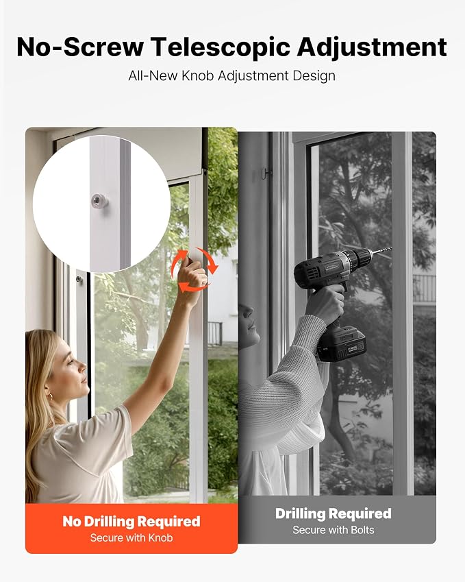 VEVOR Dog Door for Sliding Glass Door, 91 to 96 in Adjustable Height, Aluminum Alloy Frame with Metal Rotating Hinges, Lock Design, 13 5/8 x 23 5/8 in Flap, Sliding Glass Pet Door for Renters | For Large Dogs and Pets, 91 to 96 in Adjustable Height, Al...