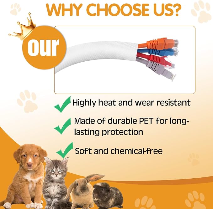 Poen 3 Pack 30ft Cord Protectors from Pets No Chew, 1/2 Inch
