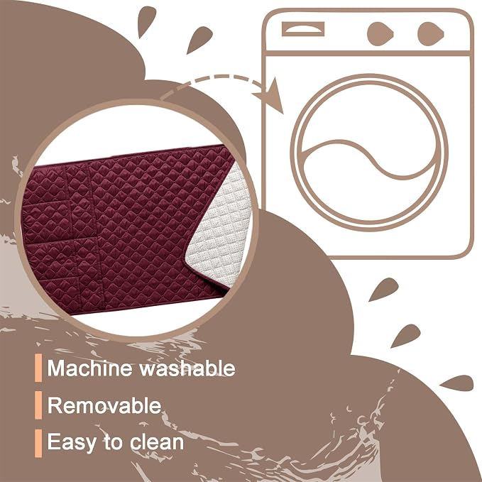 Water-Resistant Sofa Armrest and Headrest Covers with Side Pocket | Keep remotes close quilted polyester helps guard against wear, pet scratches, and kids' messes silicone backing adds grip