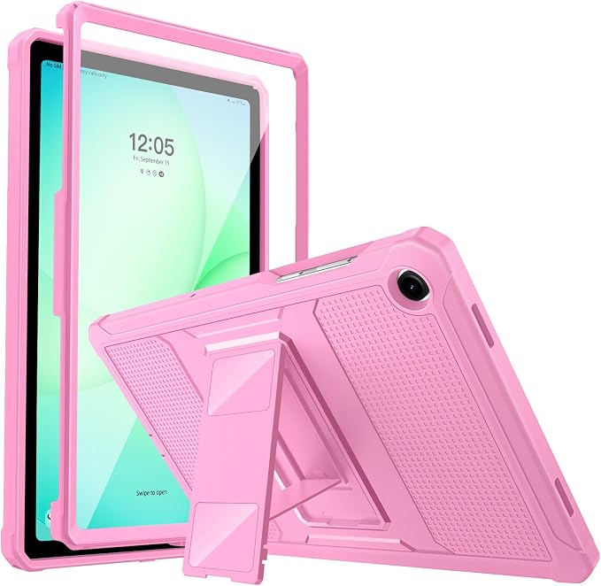 MoKo Shockproof Case Fit Samsung Galaxy Tab A11+ Plus/ A9+ 11 Inch | with Screen Protector, Heavy Duty Shockproof Protective Case, Peony
