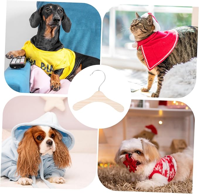 Holibanna 20pcs Wooden Pet Clothing Hangers Lightweight Dog Clothes Racks for Neat Organization Wooden Design for Use Suitable for Pets