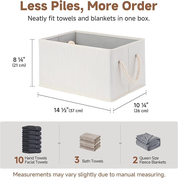 StorageWorks Storage Baskets for Shelves, Fabric Storage Bins, Closet Organization and Storage Basket, Foldable Organizer Bins for Clothes, Beige, White & Ivory, Large, 3-Pack | Storage Baskets for Shelves, Closet Organization and Storage Basket, Folda...