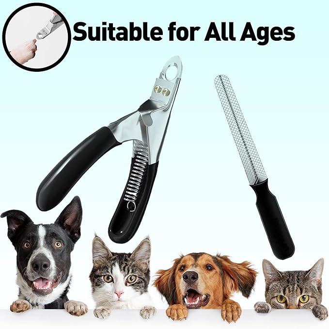 Dog Nail Clippers | Dog Nail Trimmer with Nail File and Safety Guard for Large Breed Dog | Injury-Free Grooming Tool for Pets (Black)