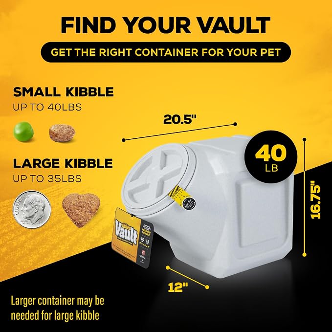 Vittles Vault Airtight Stackable Pet Food Storage Container, Up to 60lbs | BPA Free Plastic, Sealed Airtight for Kibble, Bird Seed, Oatmeal and More; Includes Scoop, Made in USA