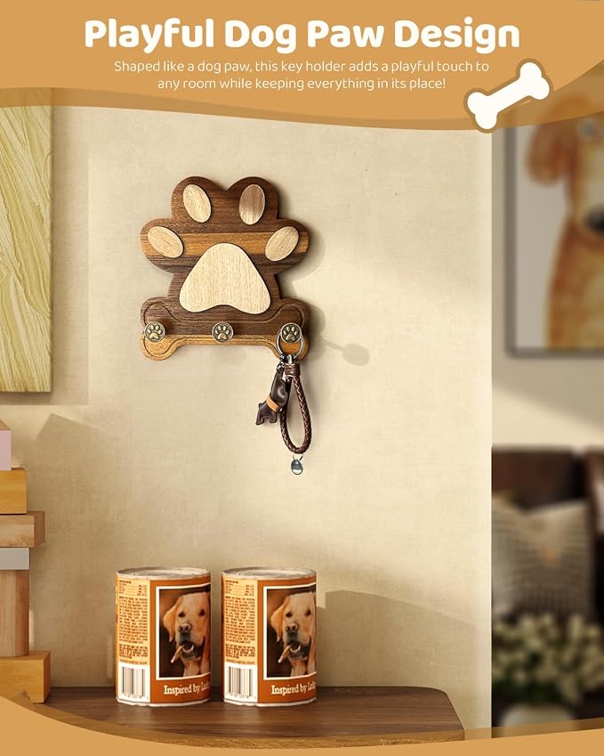 MTERSN Dog Leash Holder for Wall for Dog Walking Essentials Organizer,Brown