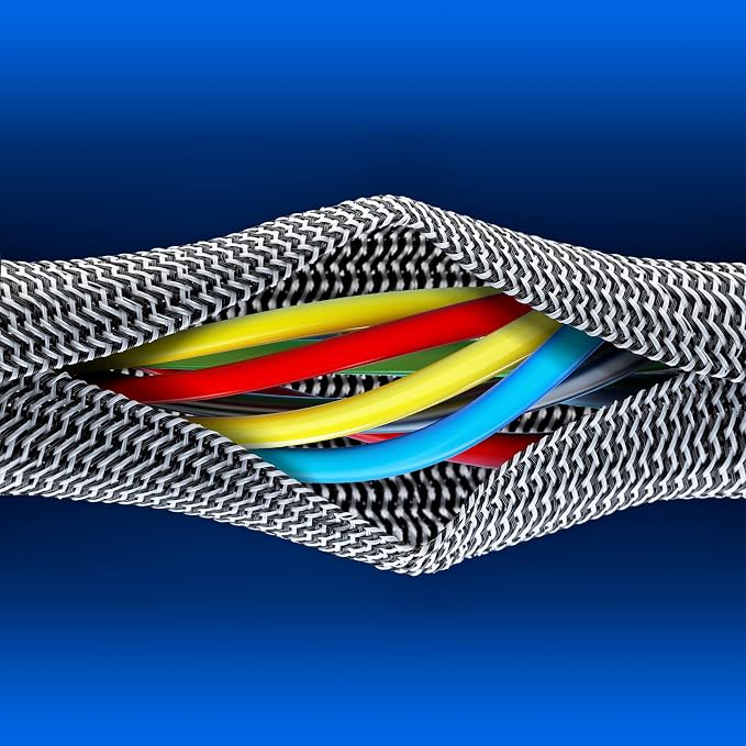 Maximm Cable Management Wire Loom 10ft 1 Inch Black and White Split Cord Protector 2 Pack