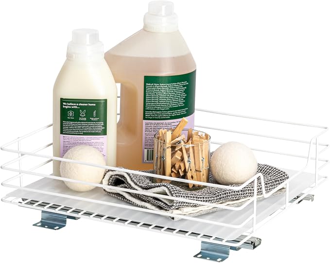 Household Essentials Powder-Coated Steel Pantry Pull-Out Organizer, White