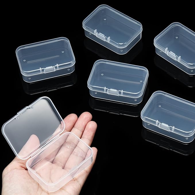 SATINIOR 24 Packs Small Clear Plastic Beads Storage Containers Box with Hinged Lid for Storage of Small Items, Crafts, Jewelry, Hardware(2.5 x 1.7 x 0.8 in)