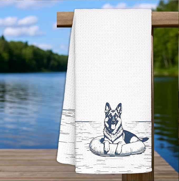 Golden Retriever Lake House Decor Dish Towels,Lake House Gifts,16x24 Inch,Funny Lake Dog Kitchen Towels Decorative,Dog Lover Mom Gifts Hand Towels Drying Cloth for Kitchen Bathroom Decor