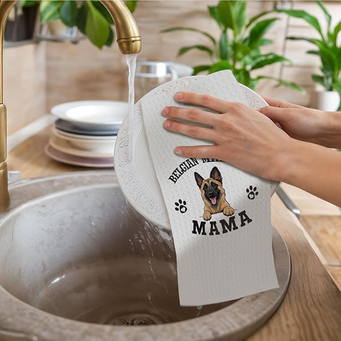 Belgian Malinois Kitchen Towels, Dog Mama Belgian Malinois Gifts for Women & Dogs Moms, Dog Lover Gifts Decorative Hand Towels for Bathroom, 16x24 Inch