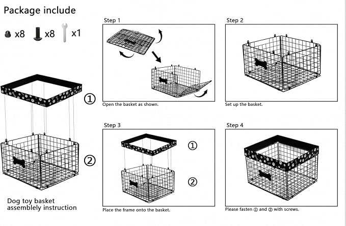 Geyecete Toy Box for Dogs Large Dog Toy Organizer Pet Wire Folding Basket Dog Toy Container Dog Toy Box-Chew-Proof Dog Toy Organizer Holder Boxes for Living Room