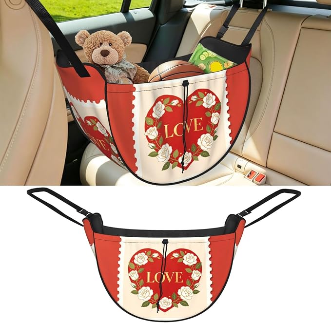 Heart Envelope Car Seat Organizer-Backseat Storage Bag for Travel | Waterproof Durable. Holds Snacks Gear Essentials. Fits Most Cars.